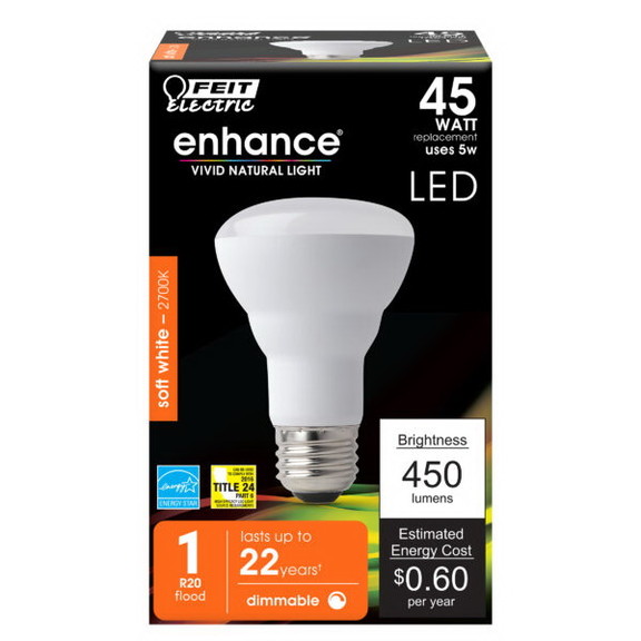 FEIT R20DM/927CA LED Bulb  5 W Fixture  120 V