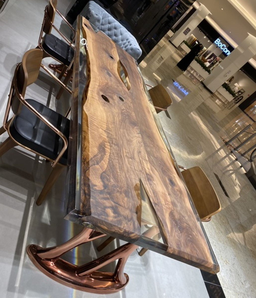 240X100 Cm Live Edge Resin Dining Table Top San240X100