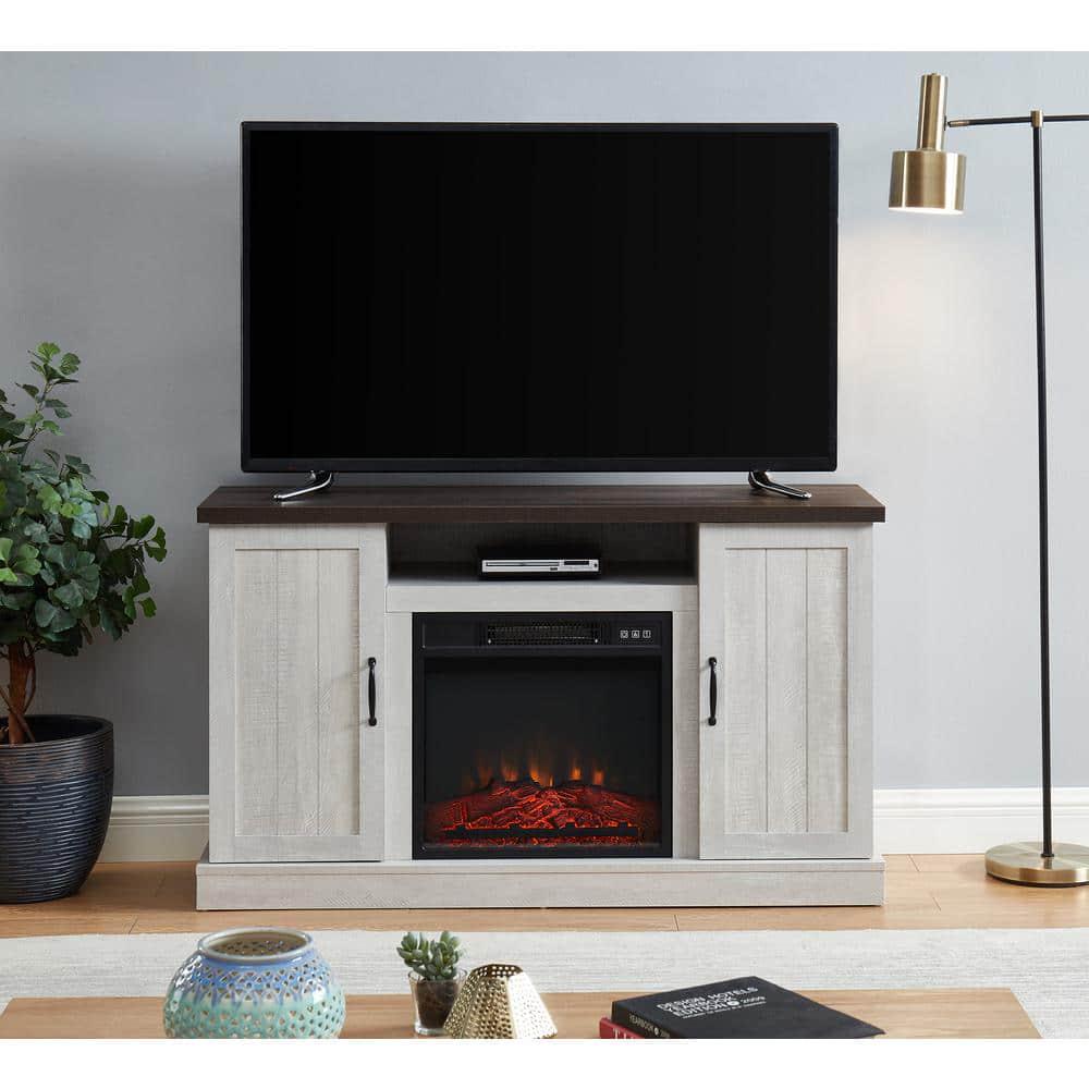 EDYO LIVING 48 in Freestanding Wooden Electric Fireplace TV Stand in Stone Gray