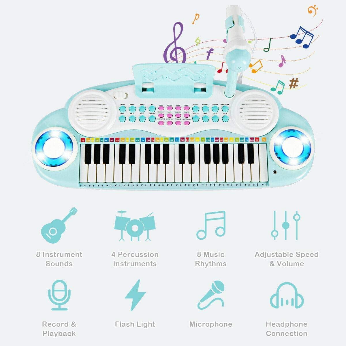 Costzon 37-Key Keyboard Piano for Kids with Detachable Legs, Music Score, Build-in MP3 Songs