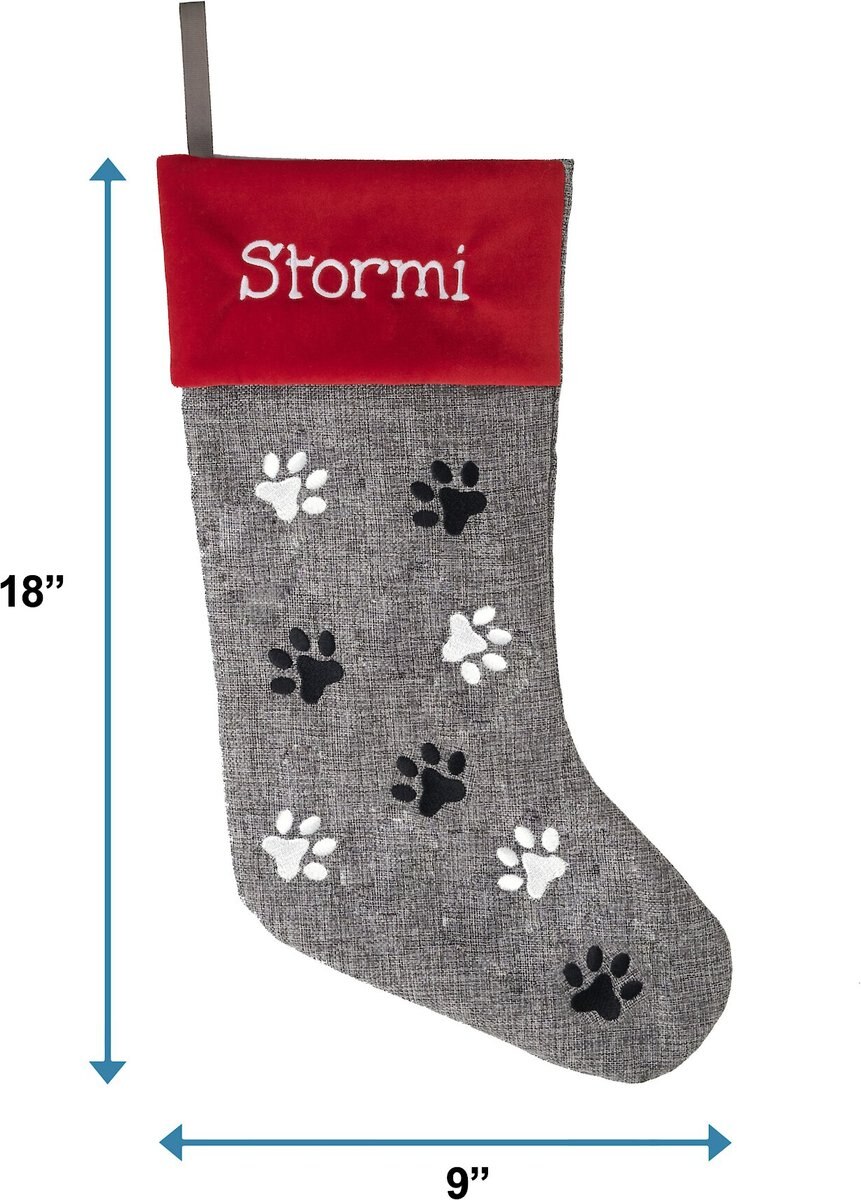 Frisco Paw Print Personalized Dog and Cat Stocking