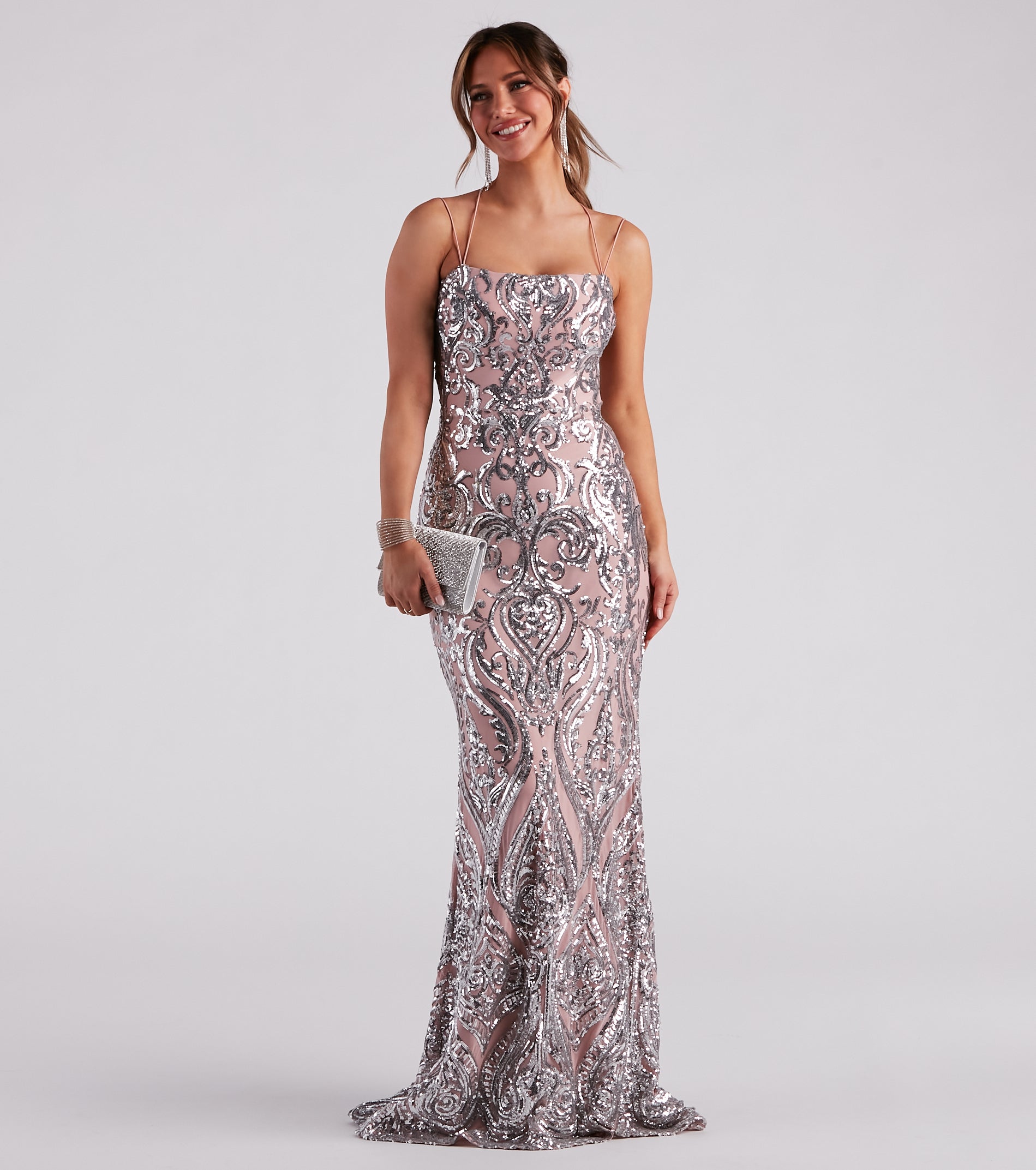 Kenzie Formal Sequin X-Back Dress