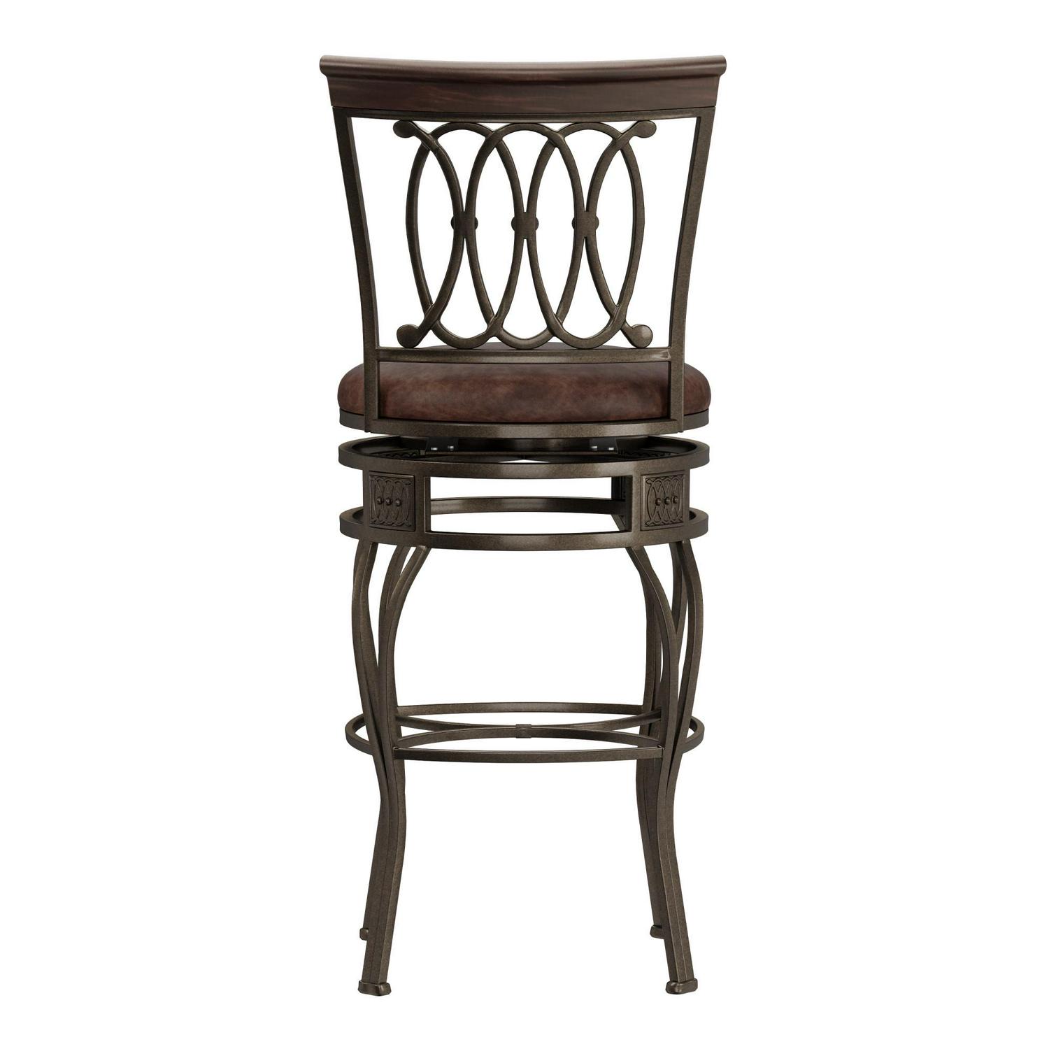 Hillsdale Furniture Montello 32.5 Metal Upholstered Swivel Bar Height Stool， Old Steel