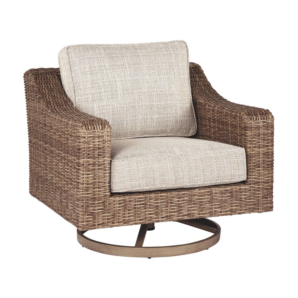 Signature Design by Ashley Beachcroft Hand woven Wicker look Swivel Chair