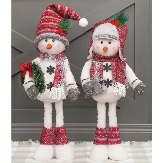 Cwc 26 inch Plush Snowmen Greeters Wearing Holiday Decor Set Of 2