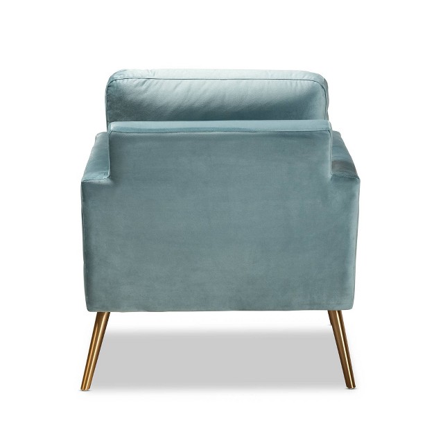 Leland Velvet Armchair Blue gold Baxton Studio