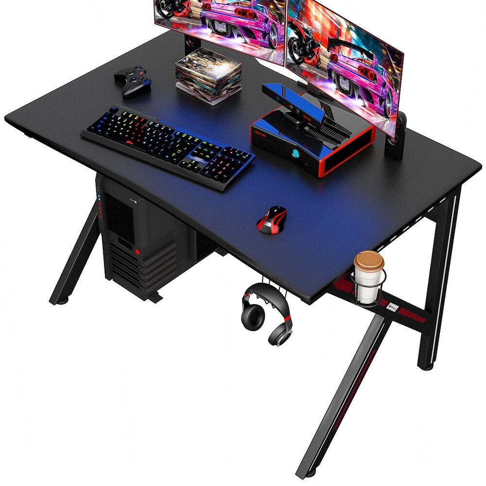 Costway Gaming Desk Gamers Computer Table E Sports K Shaped W/ Cup