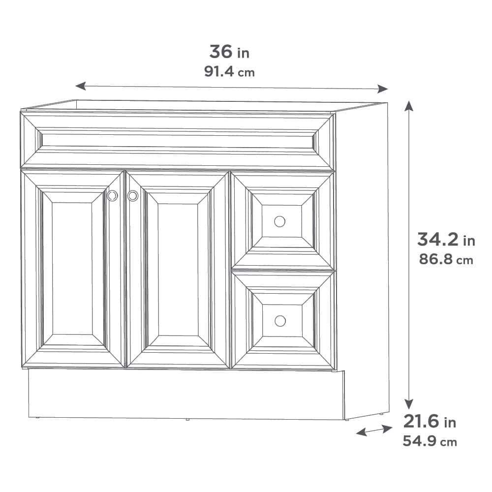 Glacier Bay Glensford 3598 in W x 2165 in D x 3421 in H Bath Vanity Cabinet Only in Butterscotch