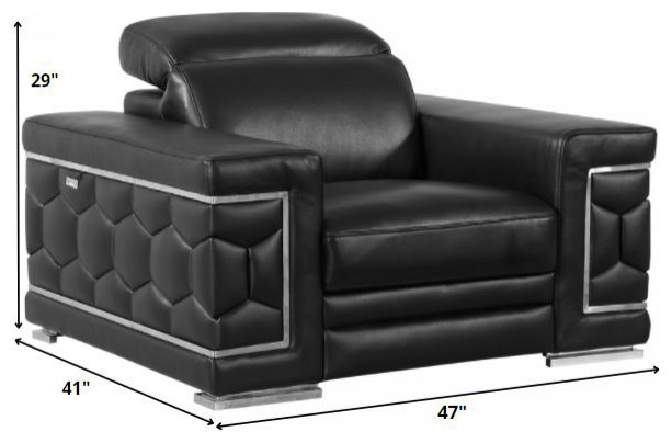 114 quotSturdy Black Leather Sofa Set   Contemporary   Living Room Furniture Sets   by UStradeENT LLC  Houzz