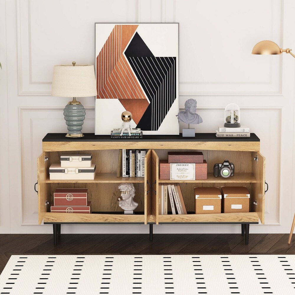 Sideboard Buffet Cabinet  Wooden Storage Cabinet with Adjustable Shelves   63.00\