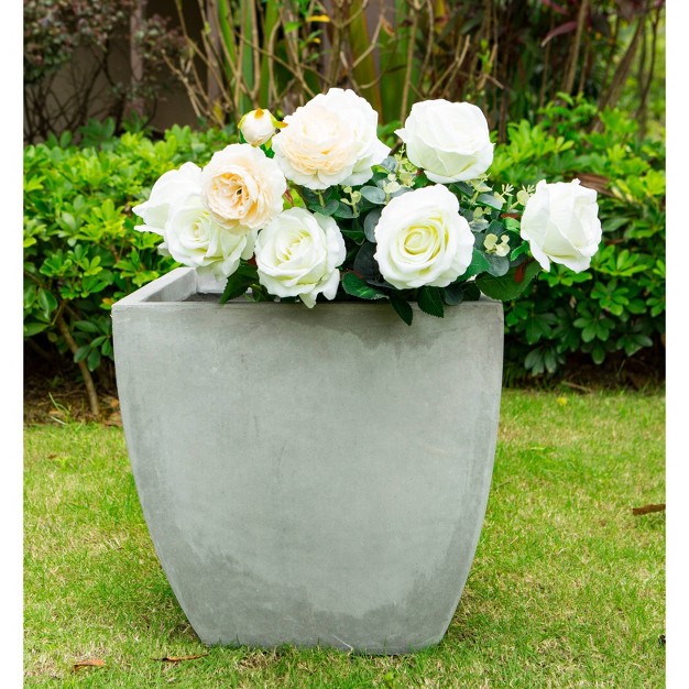 Kante Lightweight Modern Flared Square Concrete Planter Natural Concrete Gray Rosemead Home amp Garden Inc