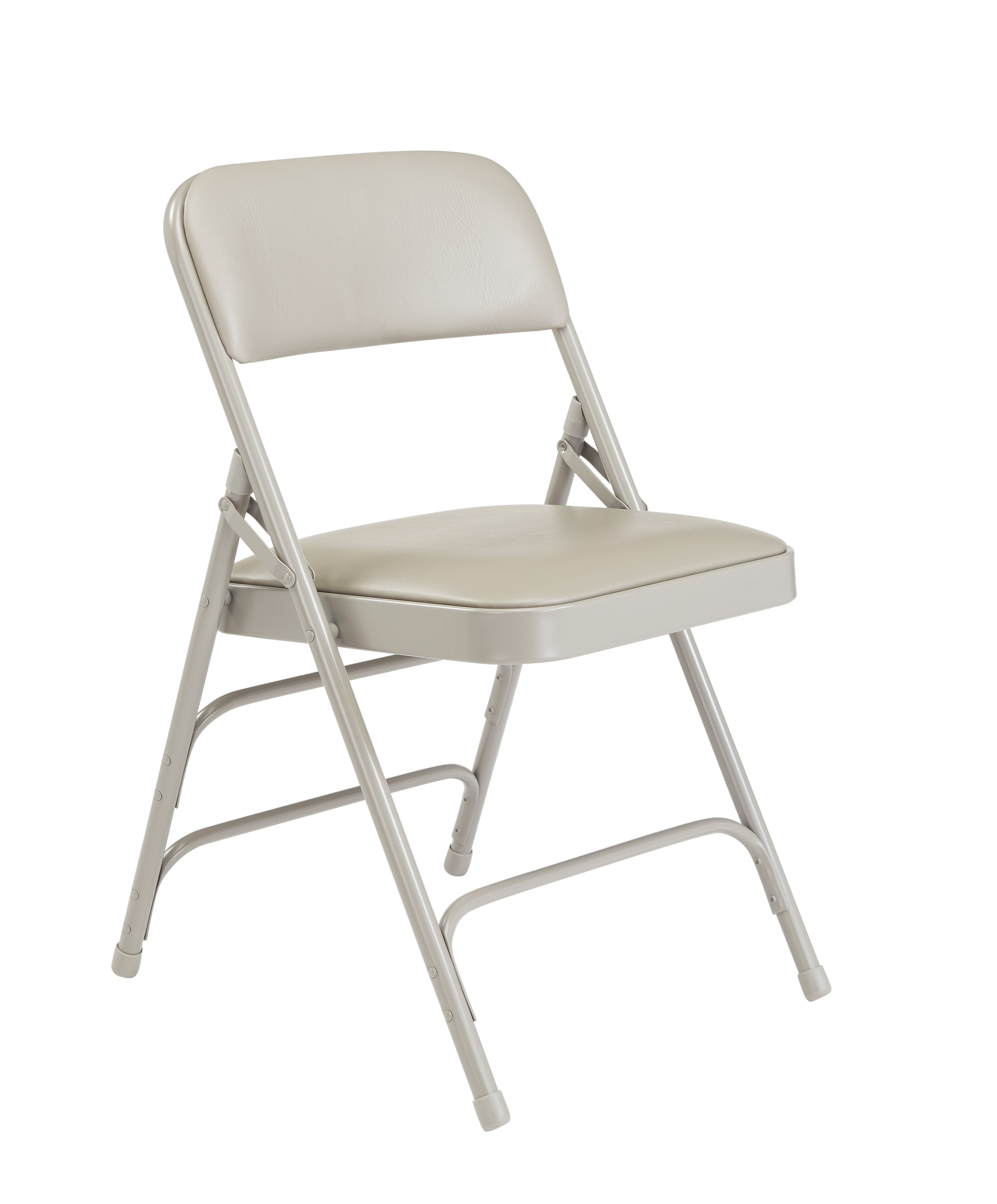 (Pack of 4) NPS® 1300 Series Deluxe Vinyl Upholstered Triple Brace Double Hinge Folding Chair, Warm Grey