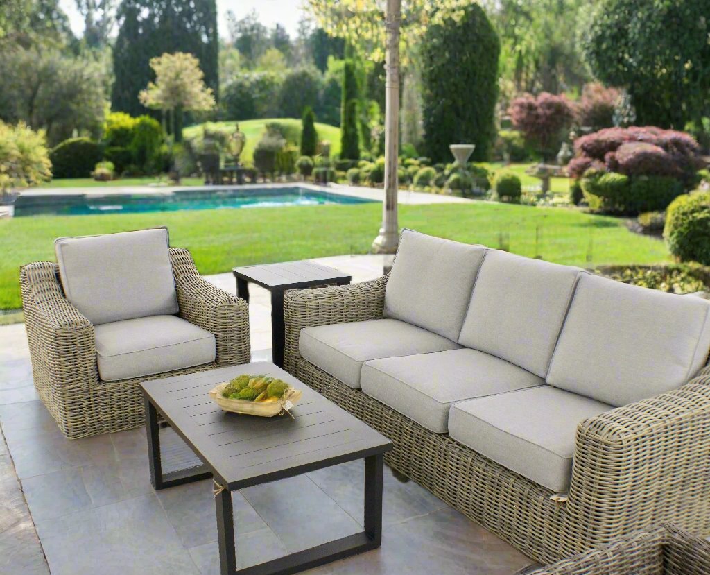 Carmel Natural 3pc Outdoor Seating Set LUX Heavy Weave