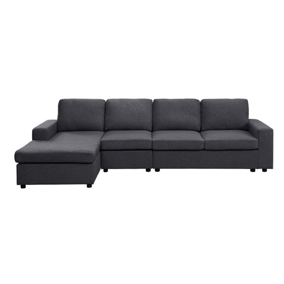 Bailey Sofa with Reversible Chaise in Dark Gray Li...