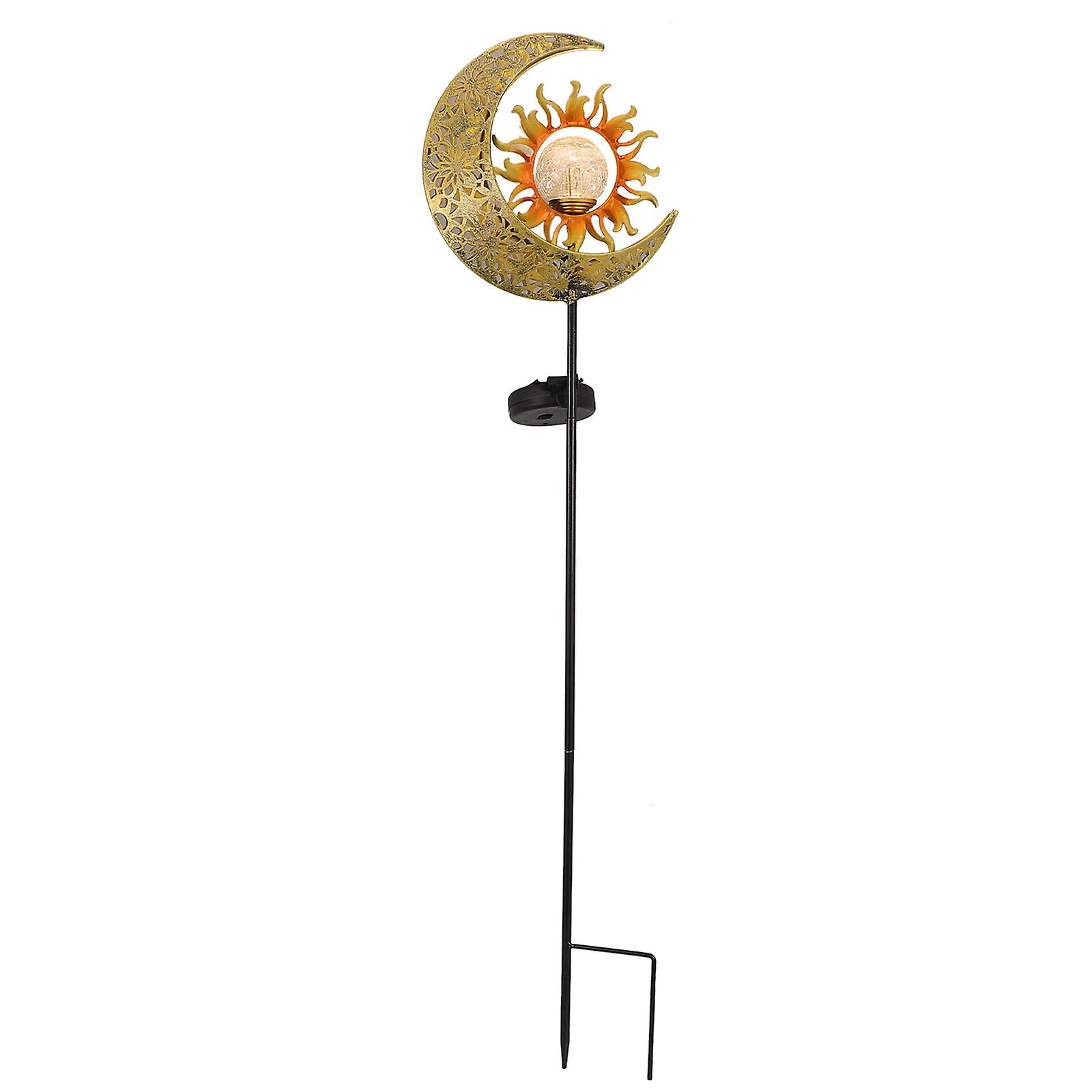 Solar Powered Sun Moon Lamp Glass Ball Lawn Light Ground Inserted Landscape Lamp