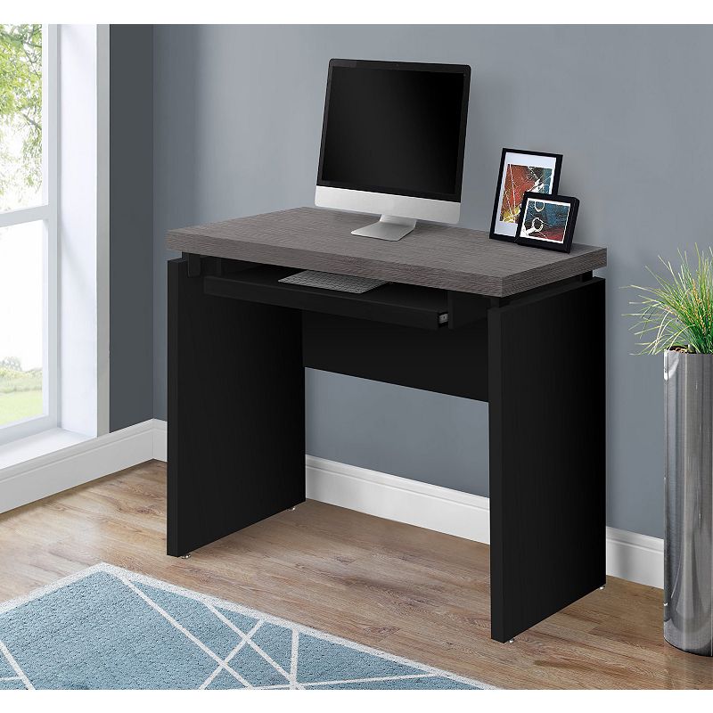 47.25 Black and Gray Rectangular Computer Desk with Keyboard Tray