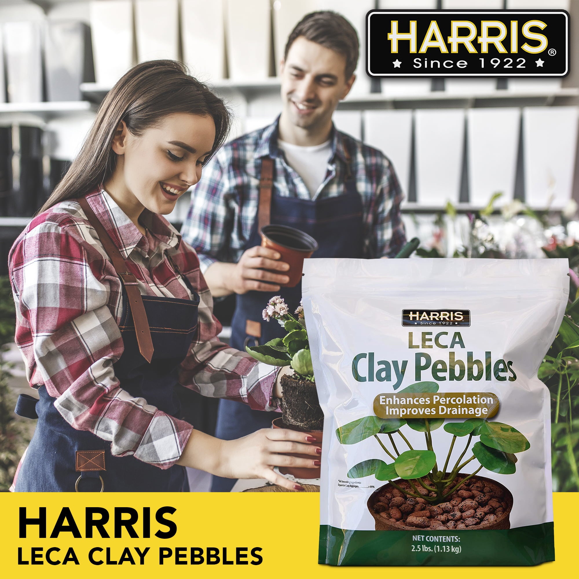 Harris LECA Expanded Clay Pebbles for Plants， 2.5lb for Indoor， Outdoor and Hydroponic Growing