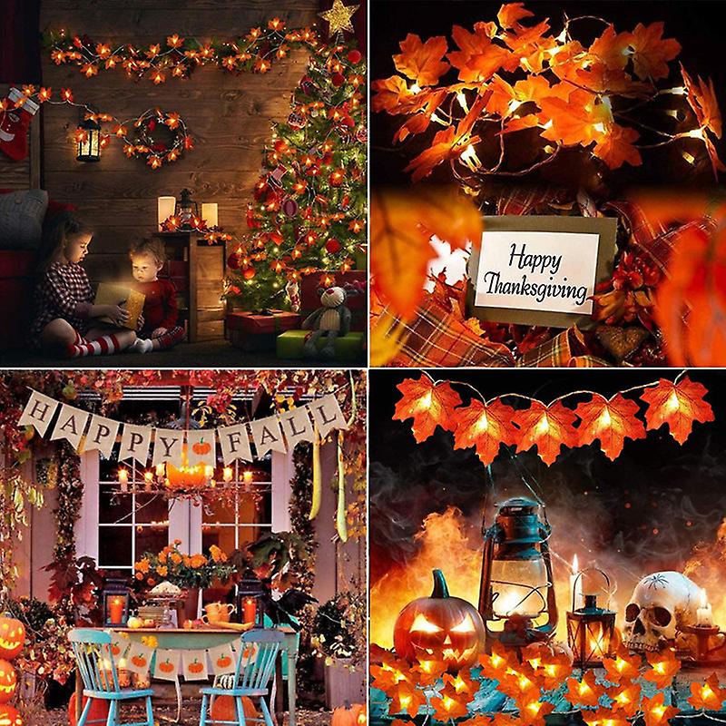 Maple Leaves Fall Garland Lights Thanksgiving Halloween Decor Fall Lights Decor for Indoor Outdoor Holiday Autumn Home Party Harvest Decor