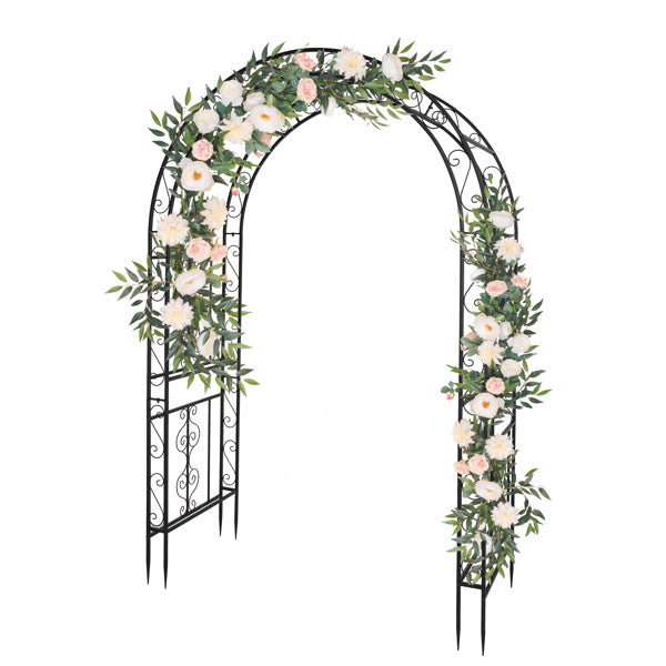 Fithood 134*59*213cm Double Layer Iron Art Arc Top Iron Arch Black