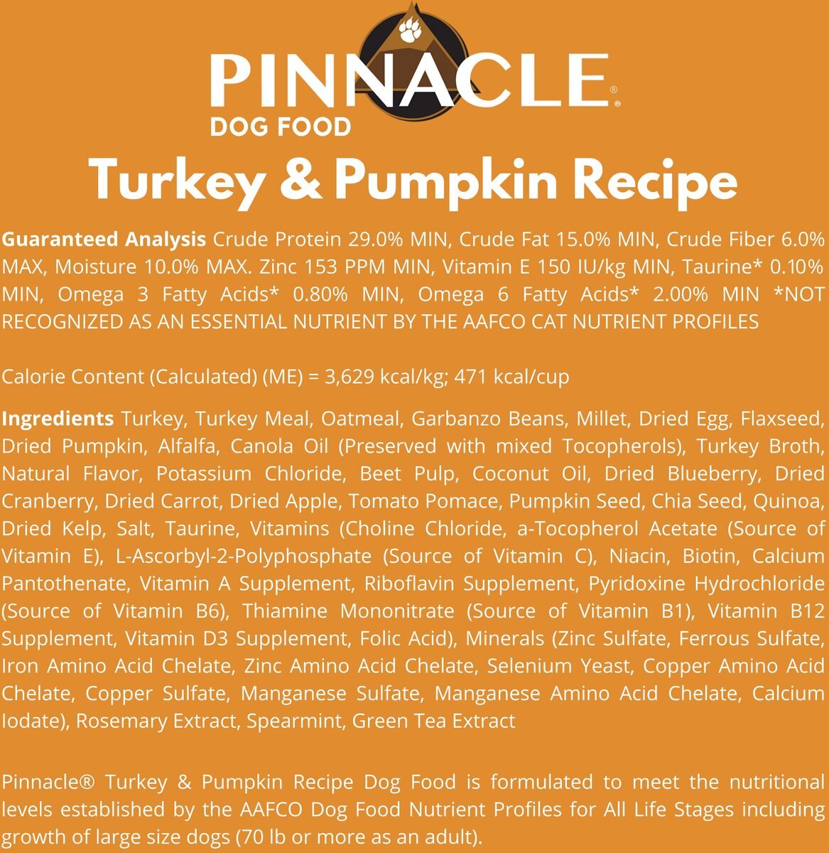 Pinnacle Turkey and Pumpkin Recipe Dry Dog Food