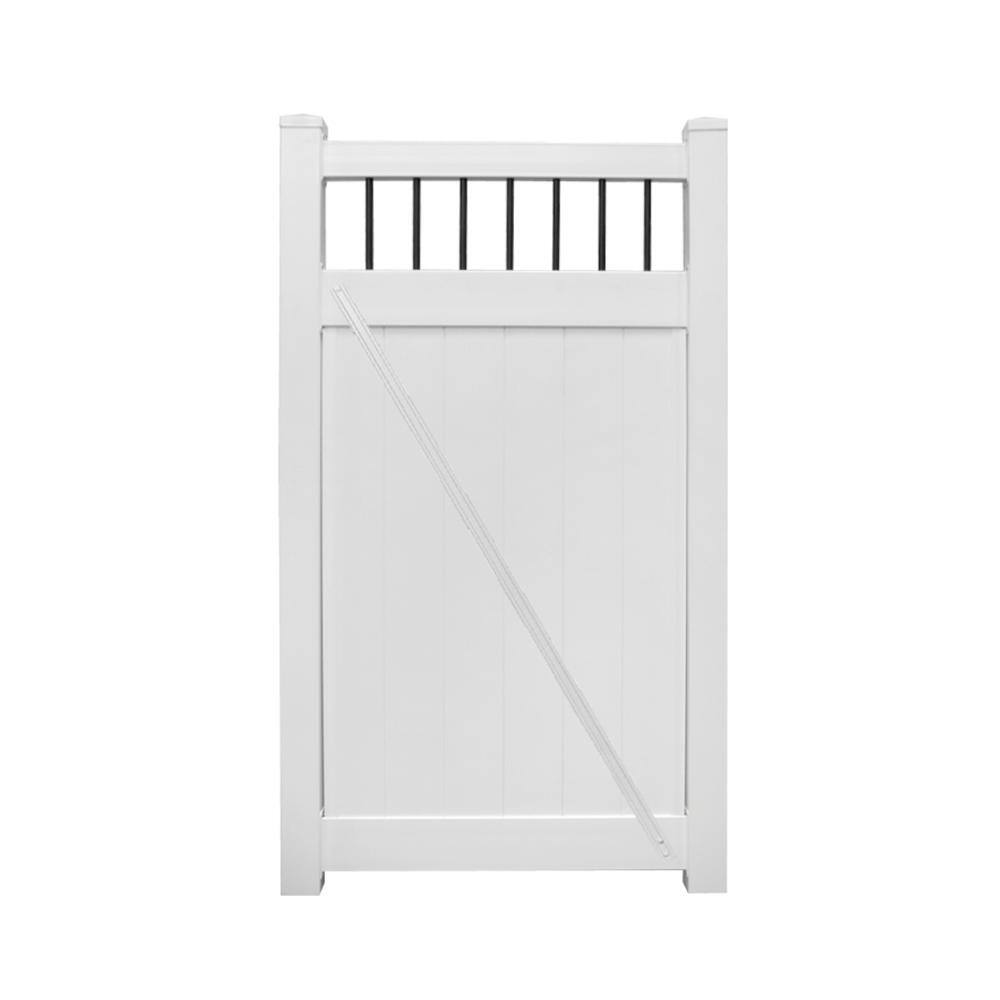 Weatherables Bradford 3.7 ft. W x 6 ft. H White Vinyl Privacy Fence Gate Kit SWPR-CTRND6X445