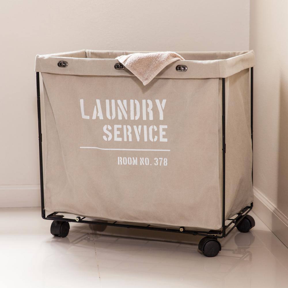 DANYA B Army Canvas Laundry Hamper on Wheels LY207