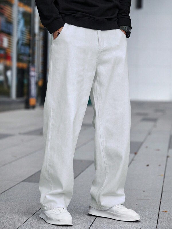 Hypemode Men Cotton Slant Pocket Straight Leg Jeans