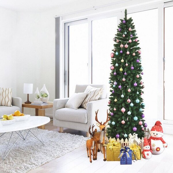 7.5ft Pointed Pencil Shape Christmas Tree with Stand