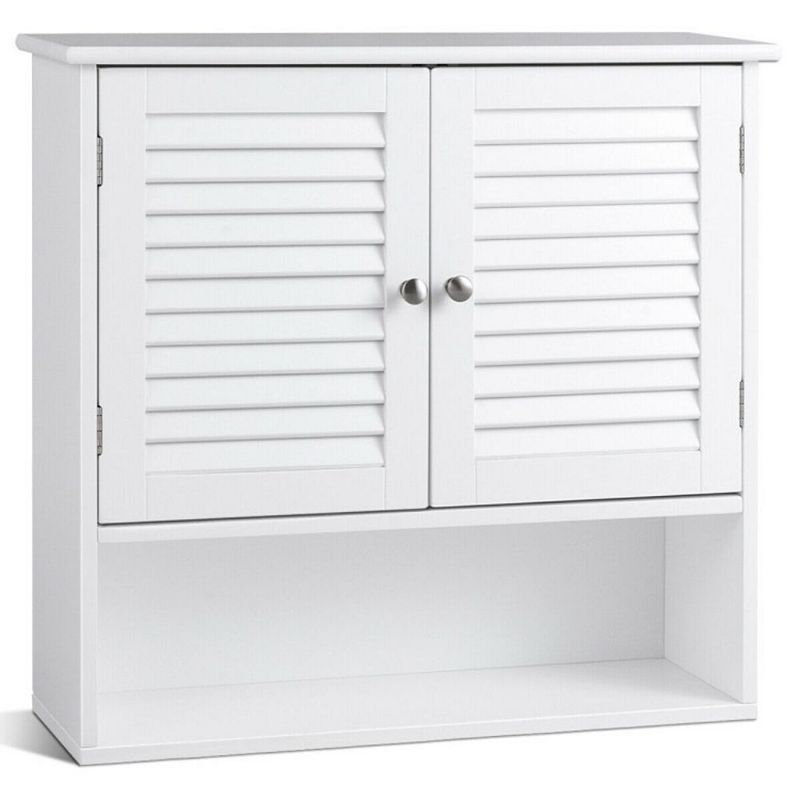 Hivago Double Doors Shelves Bathroom Wall Storage Cabinet