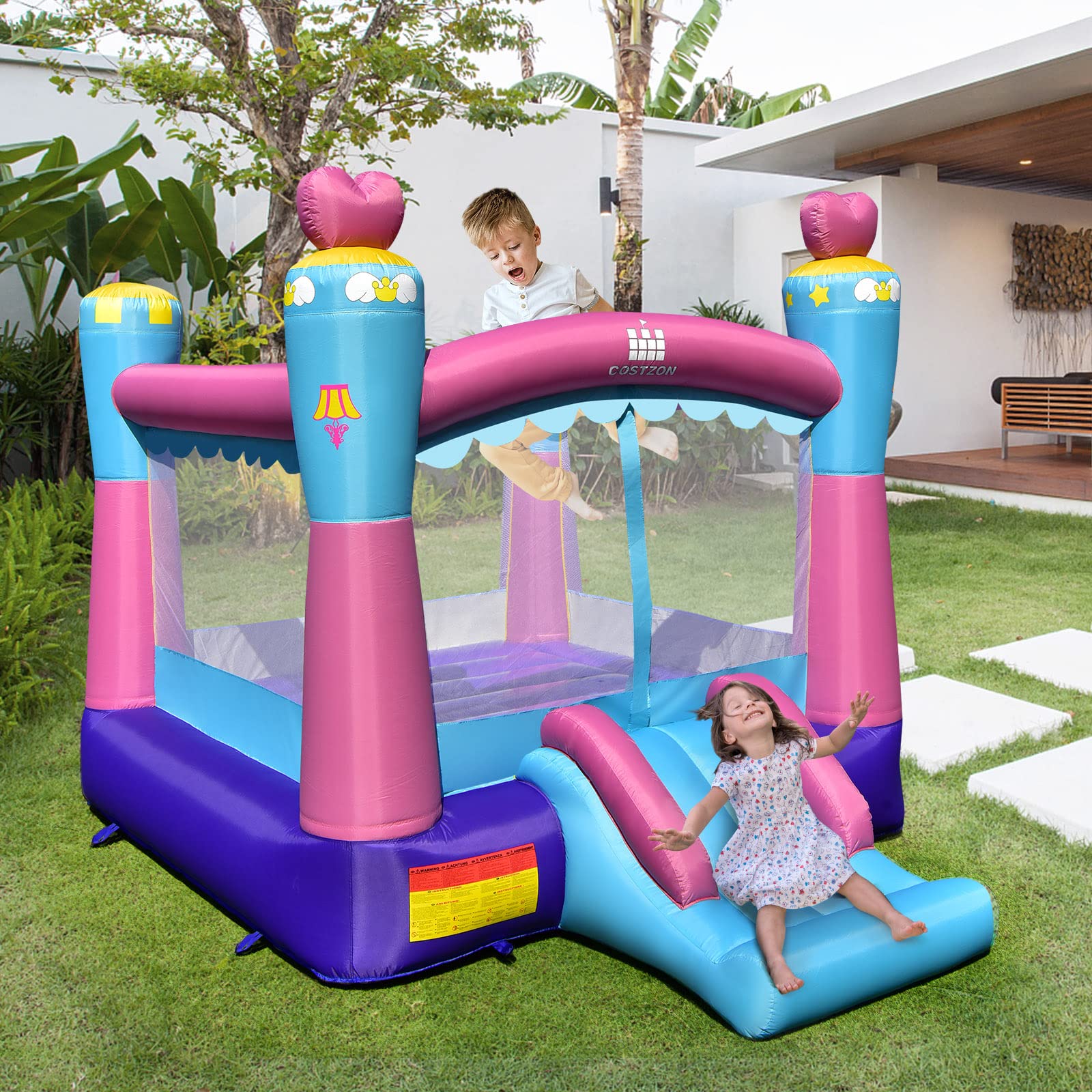 Inflatable Bounce House, 3-in-1 Bouncy House for Kids Princess Theme