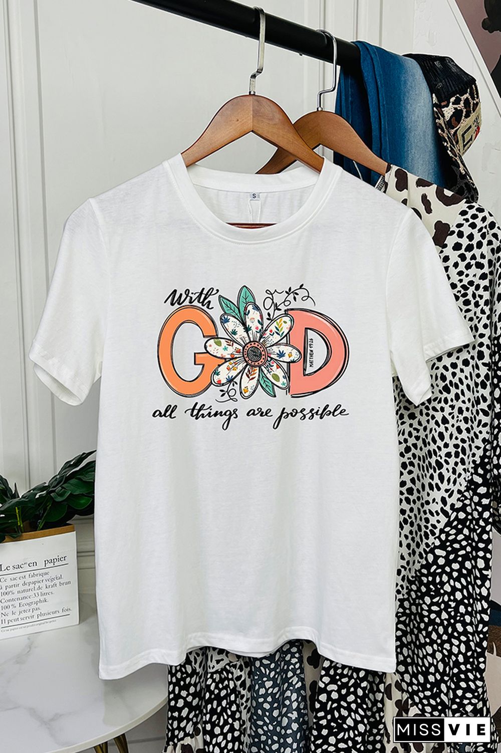 With God All Things Are Possible Short Sleeve Graphic Tee Wholesale