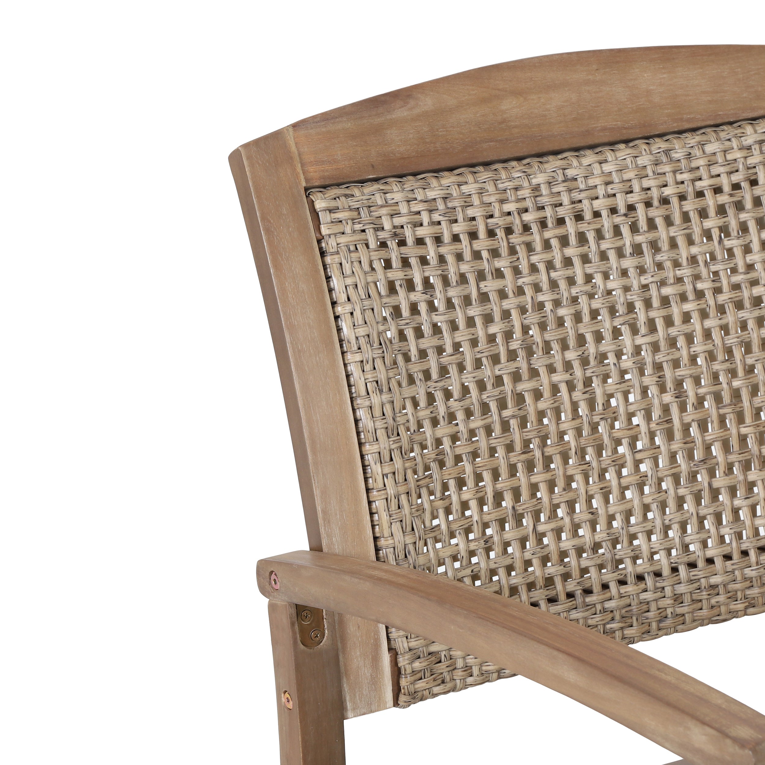 Uintah Outdoor Acacia Wood and Wicker Rocking Chair, Light Brown