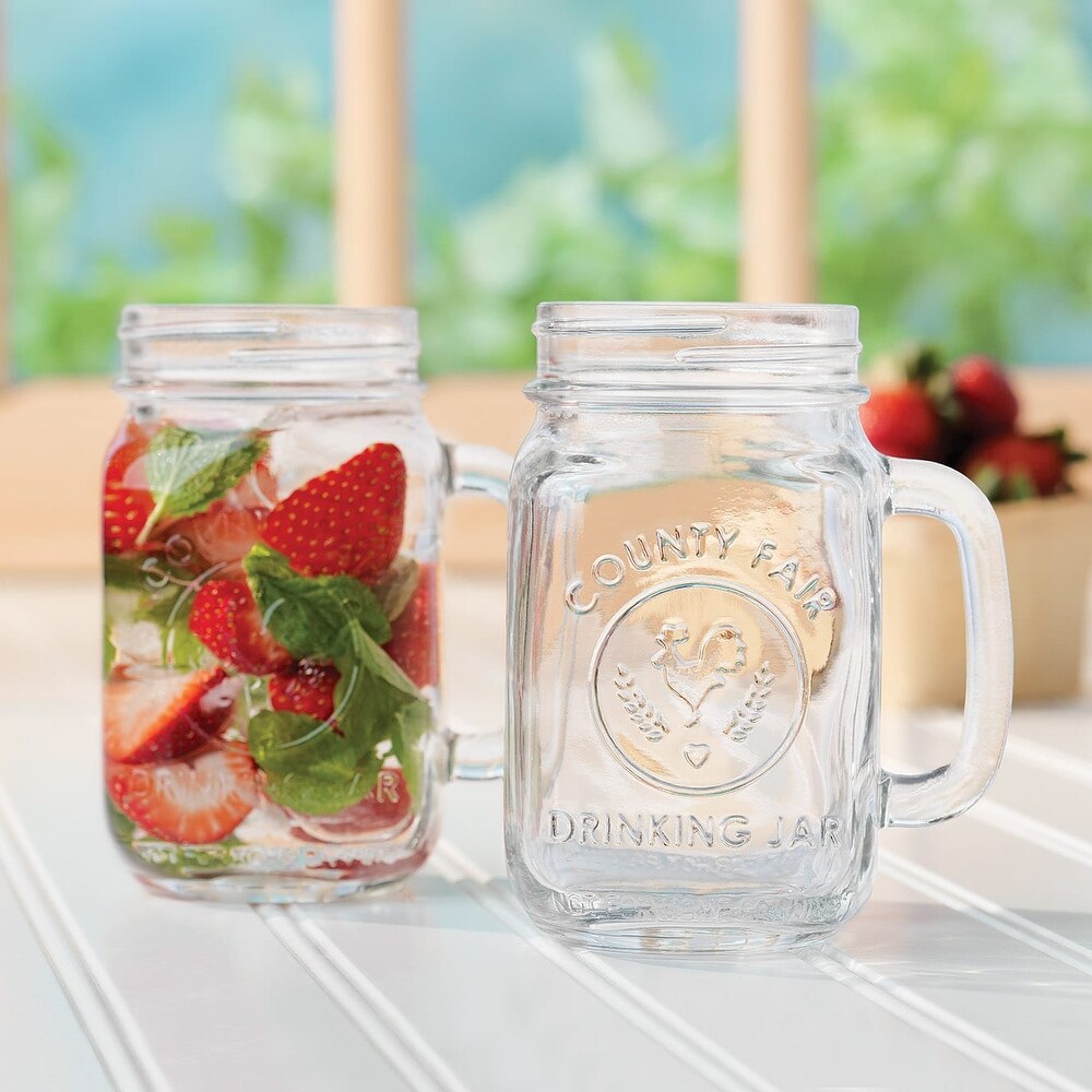 Libbey County Fair Glass Drinking Jars  16.5 ounce  Set of 12