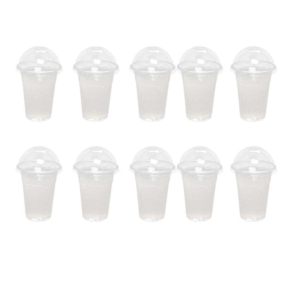 100pcs 380ml Disposable Clear Plastic Cups With A Hole Dome Lids For Tea Fruit Juice Milk Tea With Covers