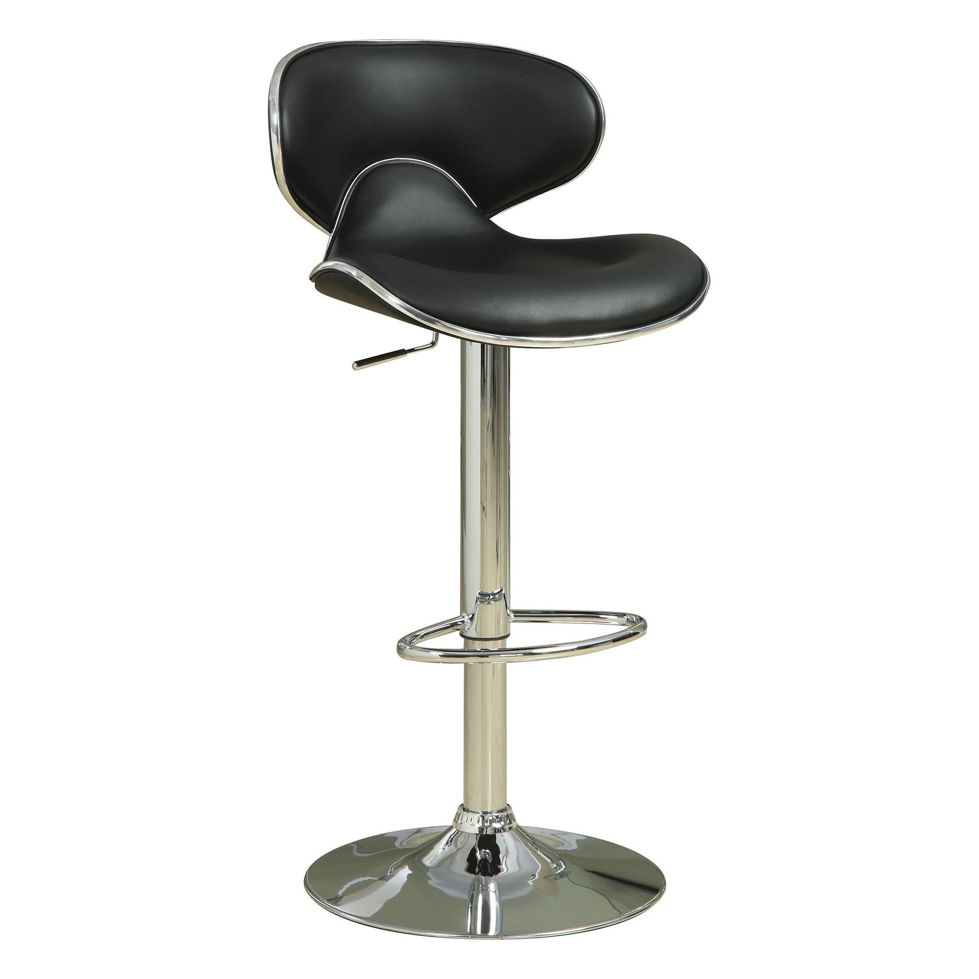 Swivel Adjustable Bar Stool， Black， Set of 2 - Chrome - 42.5 H x 18 W x 20.75 L Inches