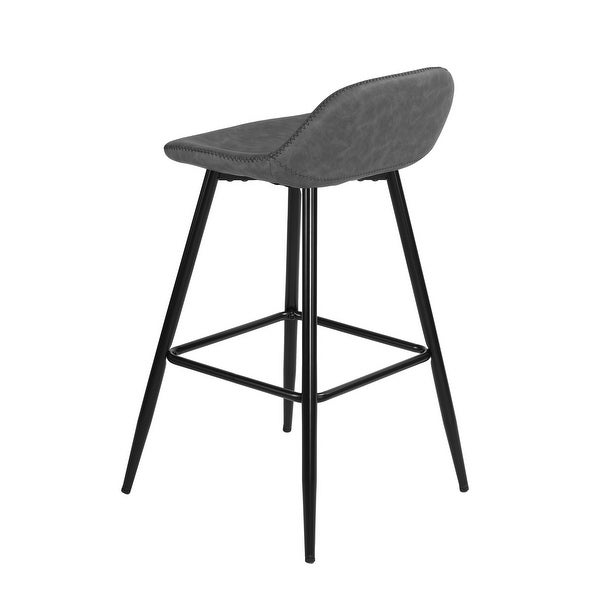 Cortesi Home Rain Counterstools with Faux Leather， Black Base (Set of 2)