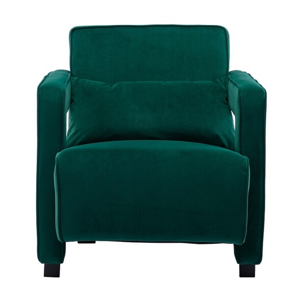 Modern Velvet Upholstered Armchair with Pillow， Armrest Single Sofa Accent Leisure Style Chair