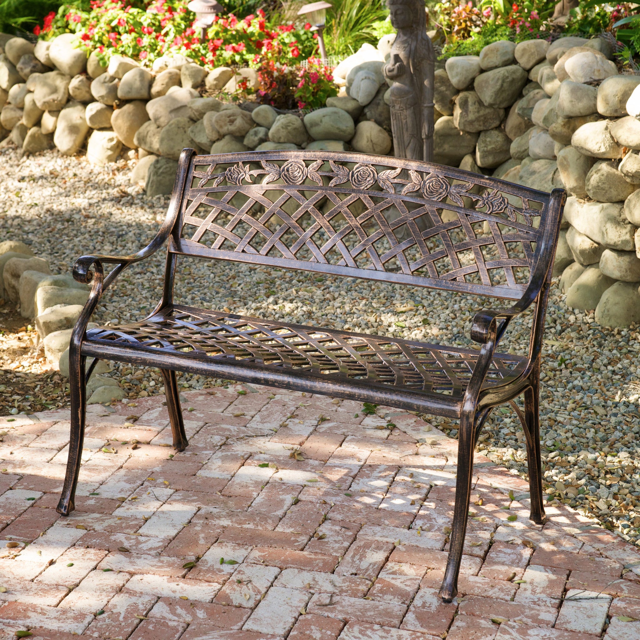 Casablanca Outdoor Copper Cast Aluminum Bench