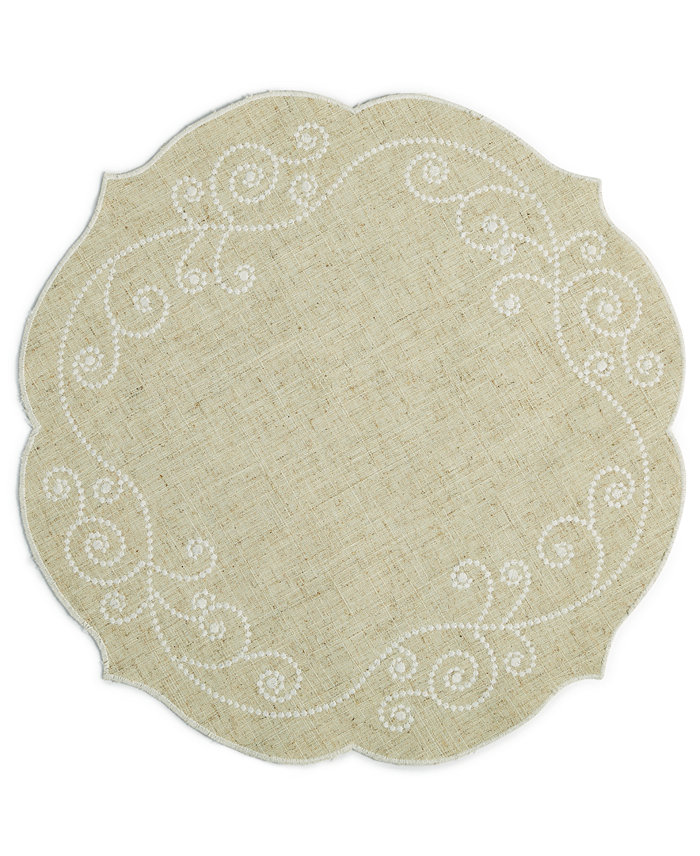 Lenox French Perle 16 Round Embroidered Placemat