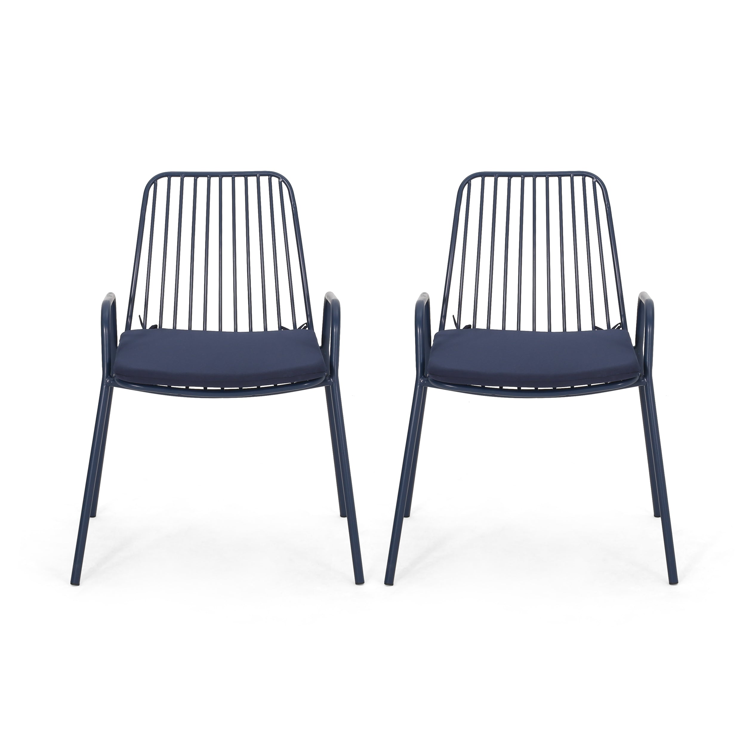 Ashwood Outdoor Modern Iron Club Chair with Cushion (Set of 2)