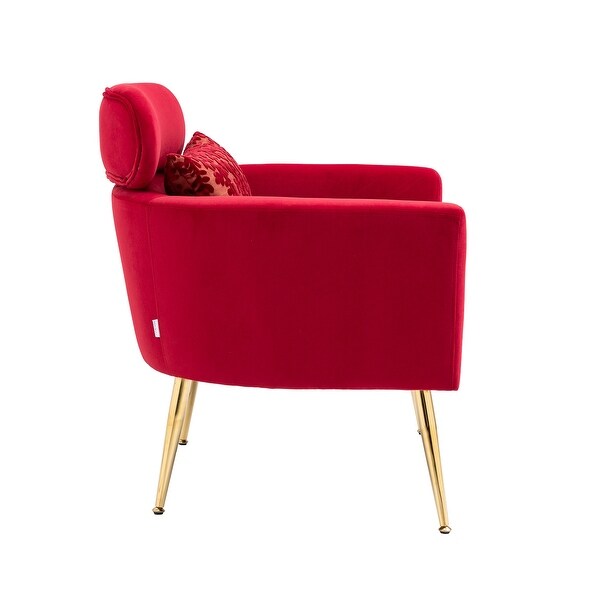 Velvet Upholstered Accent Chair With A Pillow