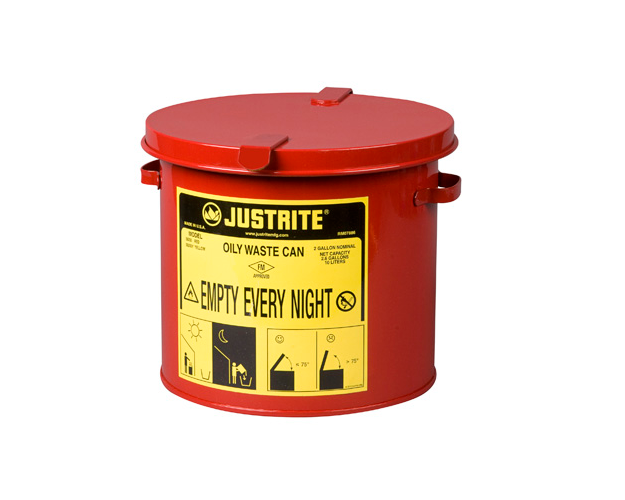 JustRite 2 Gallon Countertop Oily Waste Can - Red 09200