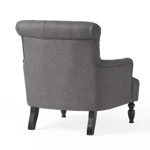 Bernstein Tufted Club Armchair w/ Rolled Backrest by Christopher Knight Home