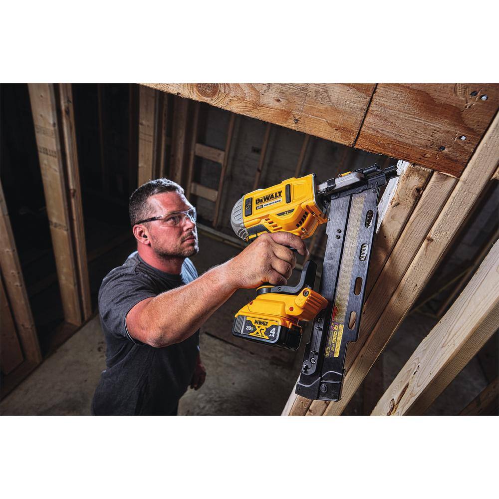 DEWALT DCN21PLM1 20V MAX XR Lithium-Ion Cordless Brushless 2-Speed 21° Plastic Collated Framing Nailer with 4.0Ah Battery and Charger