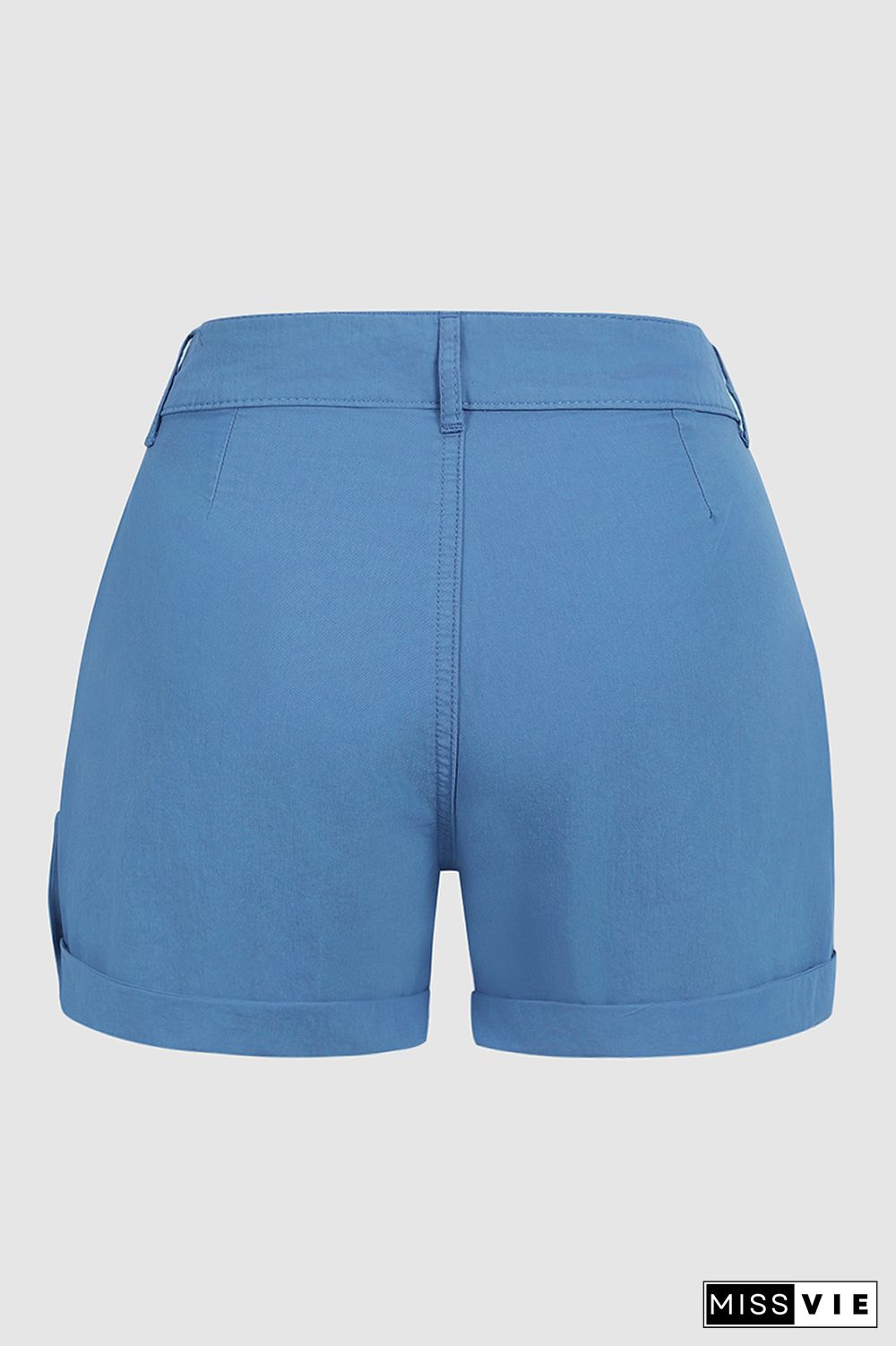 Drawstring Slant Pocket Roll Hem Shorts