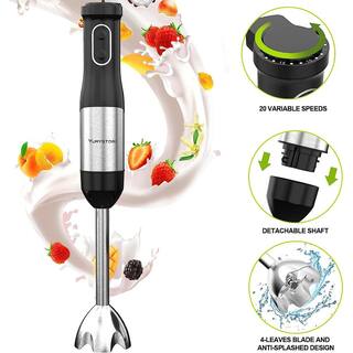 Edendirect 20-Speed Black 7 in 1 Immersion Blender with Ice Crusher Bracket Whisk Milk Frother 500 ml Chopper and 600 ml Beaker GDLBYHBXY2180