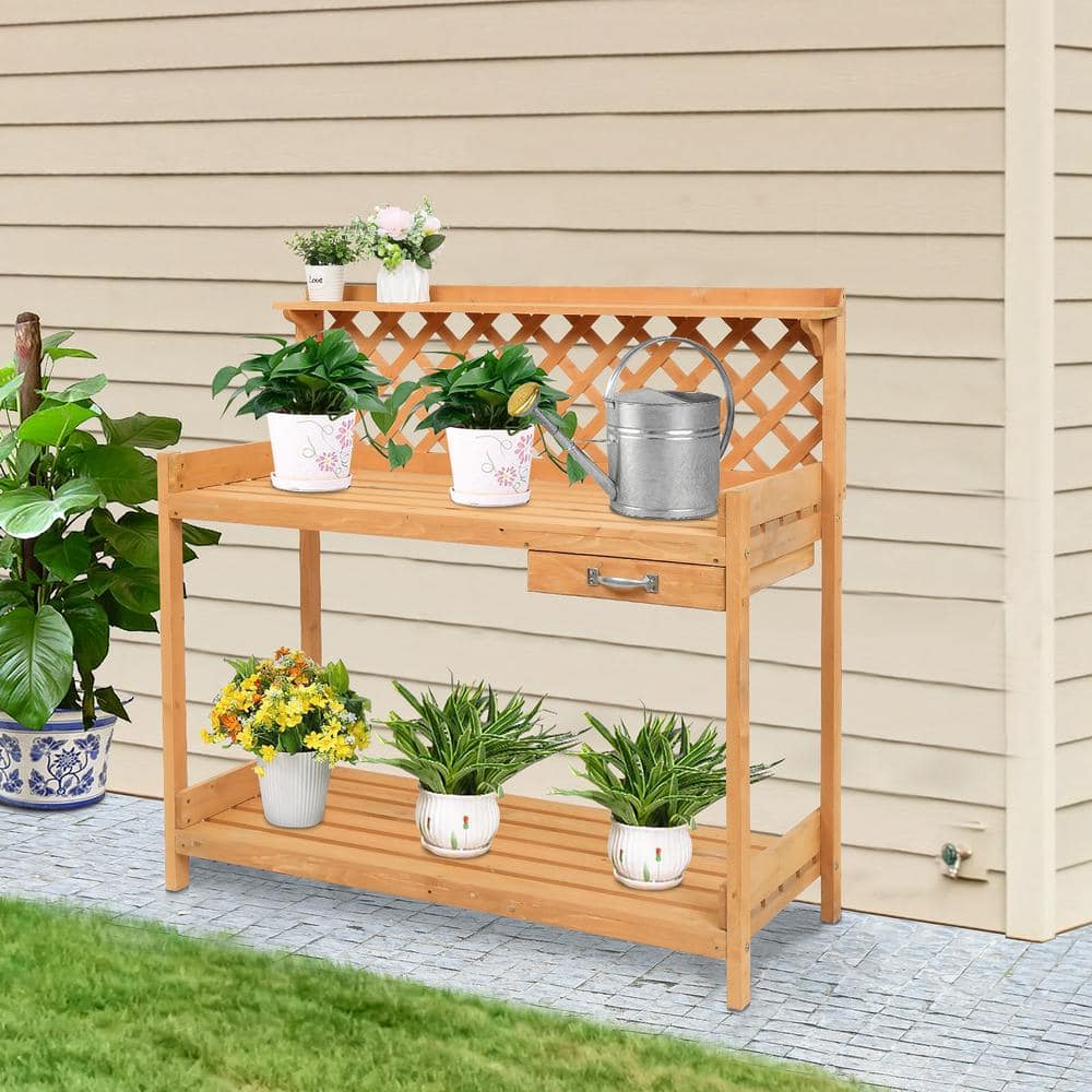 Karl home 44 in. x 19.8 in. x 45 in. Garden Work Potting Bench with Drawer 836523940277