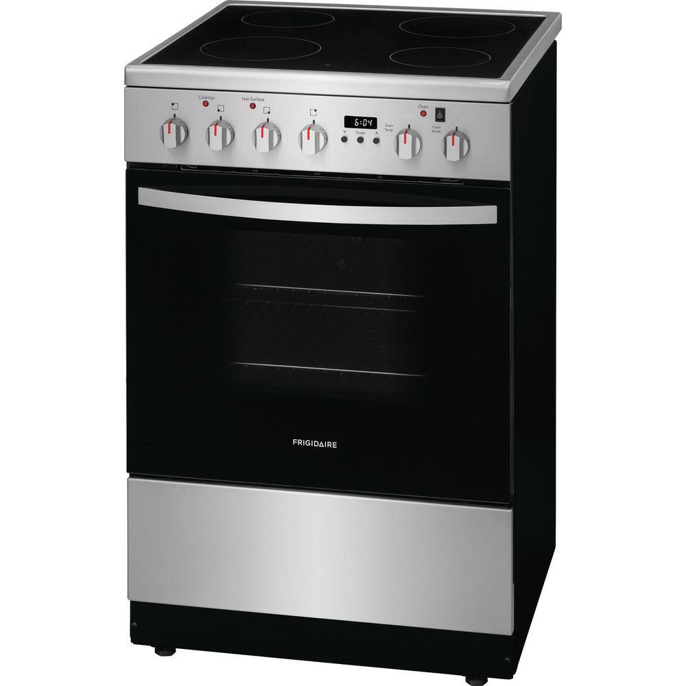 Frigidaire 24 in. Freestanding Electric Range in Stainless Steel with 4 Smoothtop Elements FCFE2425AS