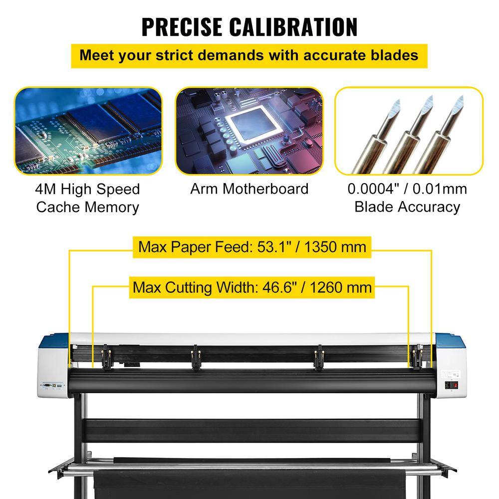 VEVOR Vinyl Cutter Machine 53 in. LED Digital Panel Semi-Automatic DIY Vinyl Printer Cutter Machine with Stable Floor Stand KZJXK1350BZD00001V1