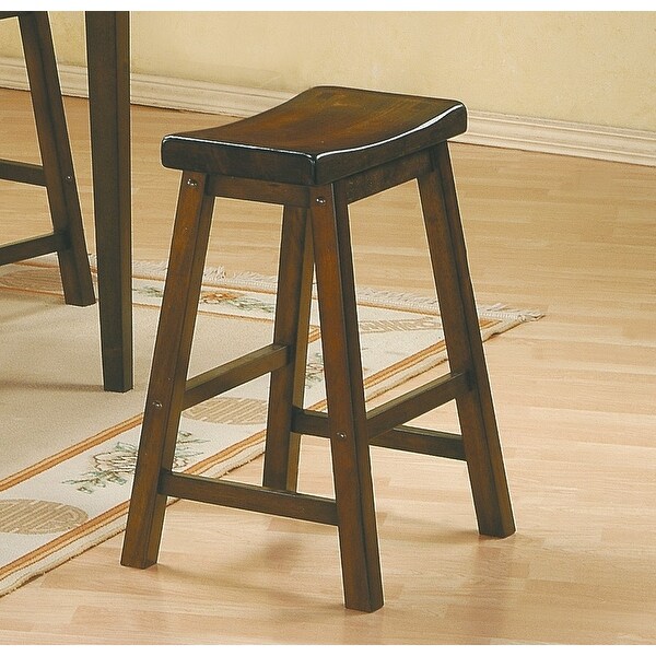 Casual Dining 29-inch Bar Height Stools 2pc Set Saddle Seat Solid Wood